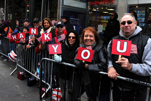Thank You at New York City Veterans Day Parade U S Navy Mass Communication Specialist 2nd Class Jacob Sippel November 11 2011