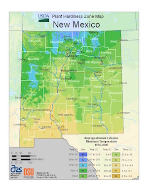 new mexico 2012 usda plant hardiness zone map