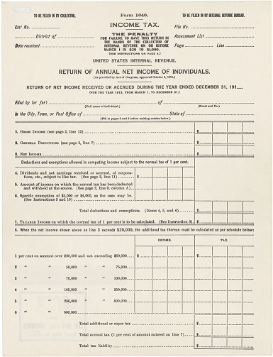 first irs form 1913 national archives 50