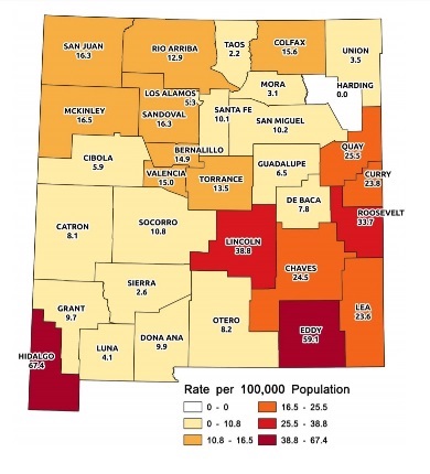 covid 19 new mexico health department rate per 100000 population august 2 2021 50