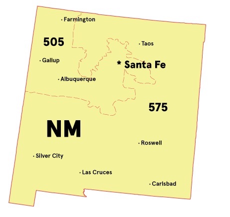 new mexico map area codes